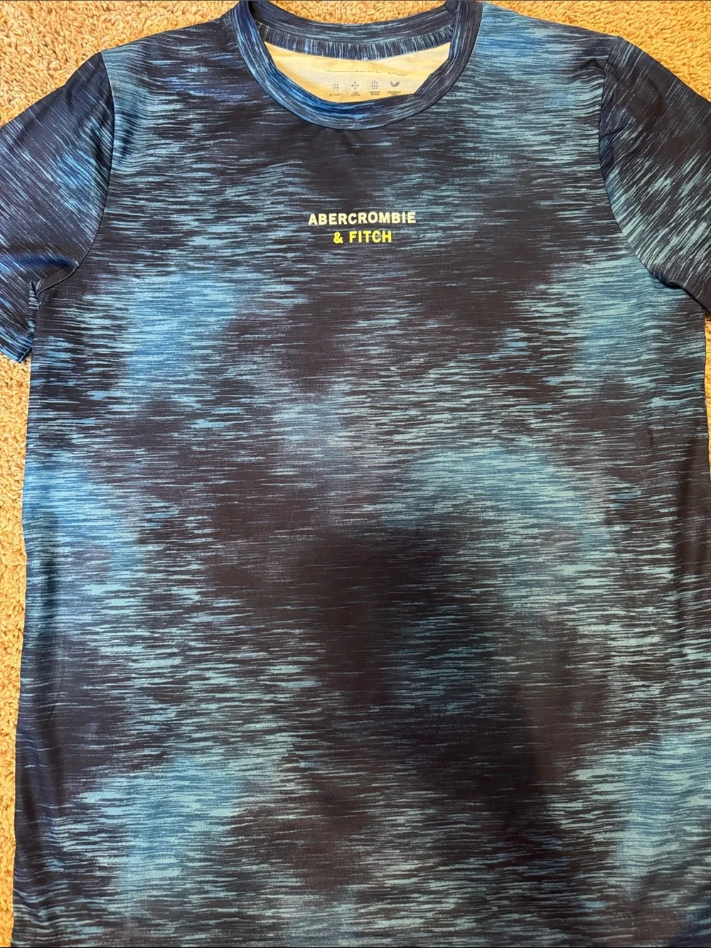 Abercrombie & Fitch Navy and Light Blue Space-Dye Performance Tee